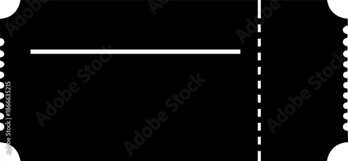 Simple vector illustration of a black ticket with a perforated line
