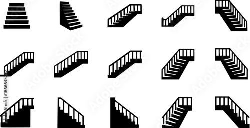 Stair vector icon silhouette black color
