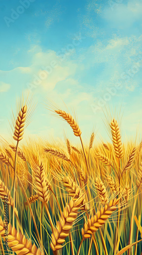 wheat field and blue sky