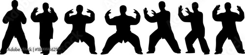 Tai chi chuan silhouettes martial arts poses.

