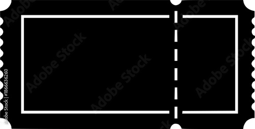 Simple vector illustration of a black ticket with a perforated line
