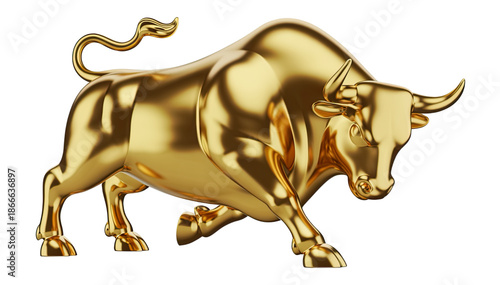Luxurious 3D Golden Bull Figurine for Wealth and Prosperity