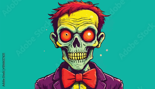 Cartoon Zombie Portrait with Bow Tie and Suit.