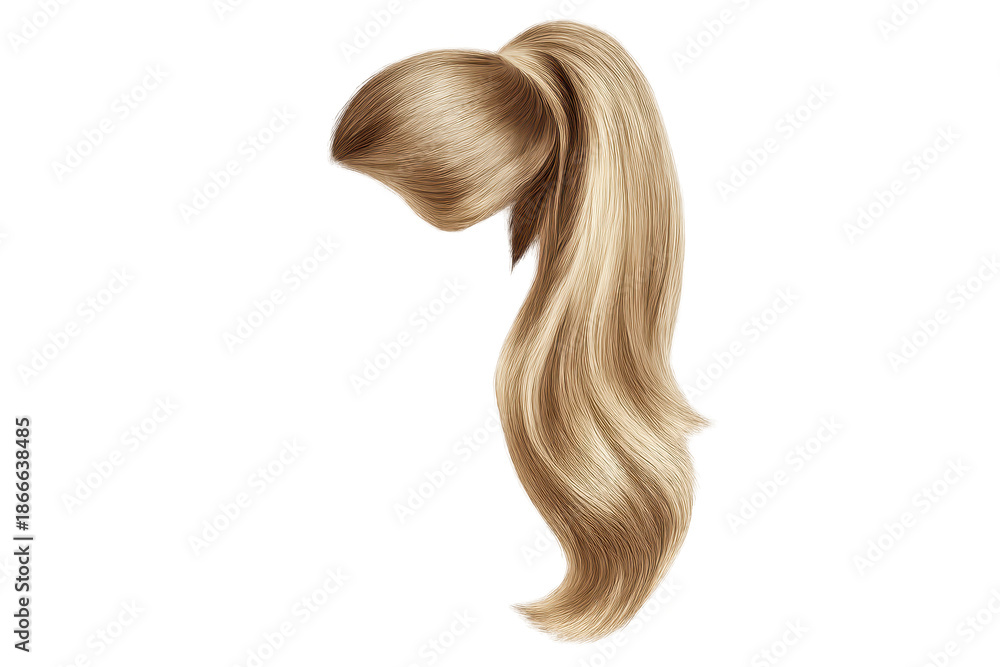 Fototapeta premium Blonde Ponytail Hairstyle Illustration on a transparent background.