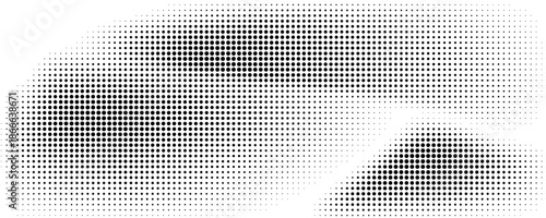 Dotted halftone gradient texture. Vanishing polka dot background. Repeating dots gradation pattern background. Black fading comic pop art overlay backdrop modern