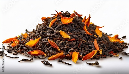 Pile Of Dried Tea Leaves With Orange Tips Isolated Dried Tea Loose Leaf Tea Isolated On A Transparent Background