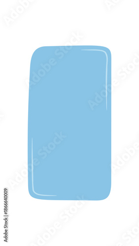 Fluid blue hand drawn shape forms a quote icon with organic blob outline. Rectangle speech textbox style with message background and subtle handdrawn look. Modern abstract communication element.