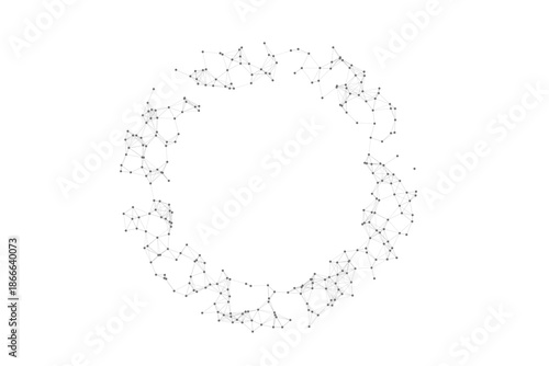 Abstract Plexus circle or ring. Dots connected by lines. Technology abstract background. Minimalist mesh backdrop. Abstract polygonal shape.