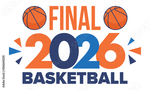 Final Game Day. Basketball playoff in March. Super sport party in United States. Final games of season tournament. Professional team championship. Ball for basketball. Sport poster. Vector