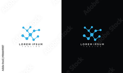 Molecular Structure Logo Design on White and Black Backgrounds