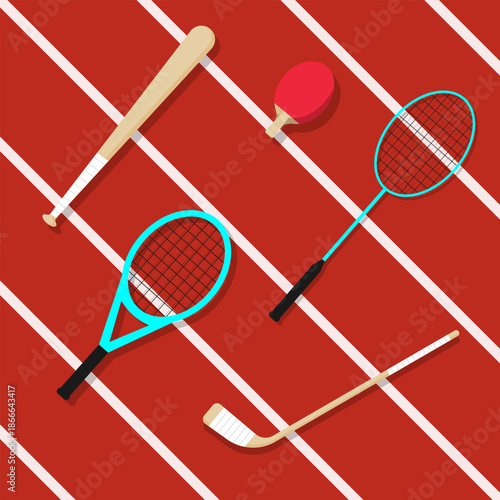 Sports Equipment Rackets and Sticks Set,