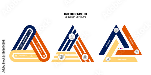 Vector new triangle element for infographic set. Template for cycling diagram, graph, presentation. Business concept with 3 options, parts, steps or processes. vector new editable 	