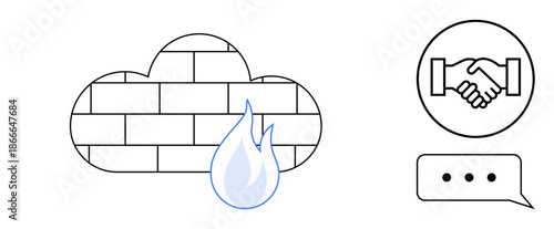Cloud firewall concept. Cloud firewall protecting online data and securing networks. Cloud firewall enhancing communication and collaboration. For security, technology, teamwork, communication