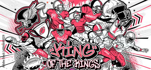 American Football Background in a vector graffiti style. Football sport illustration in graffiti art.