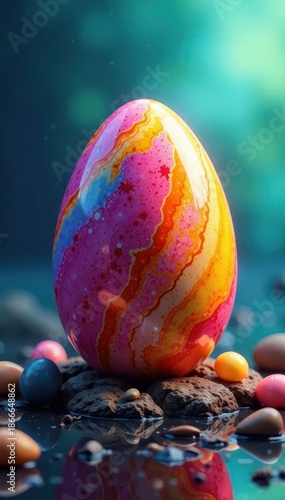 Wallpaper Mural Spectacular egg display with rainbow accent against vivid background , pastel, easter eggs Torontodigital.ca