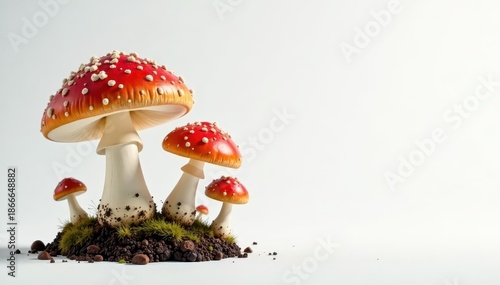 Wallpaper Mural Spinning mushrooms, clean white backdrop, surreal composition , texture, organic, white Torontodigital.ca