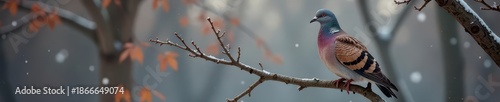 Wallpaper Mural Stocky wood pigeon resting on bare winter tree, looking alert, rural, lookout Torontodigital.ca