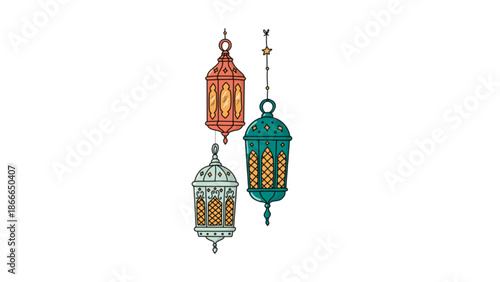 Vector illustration of islamic ornament with lamp