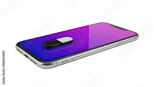 Abstract 3D Render of Capsule Icon on Smartphone Screen