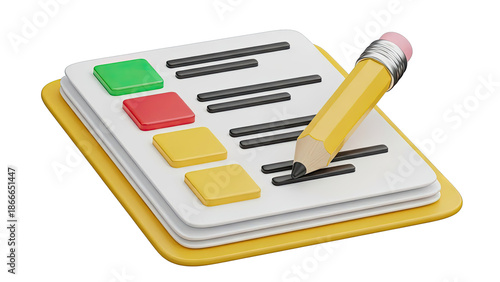 Checklist with Pencil and Colored Boxes