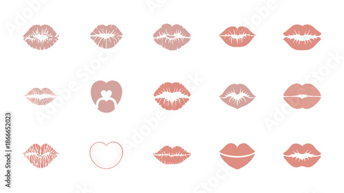 Kiss marks set and love symbol .