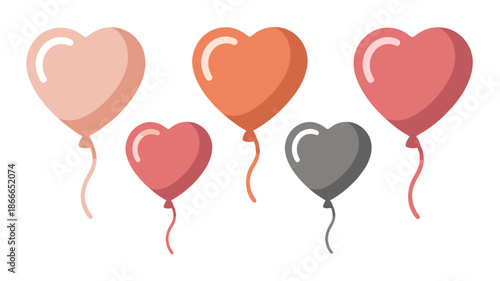 Heart-shaped balloons floating in the air.