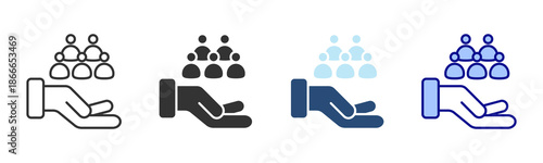 Team Support Icon Set. Designed In Multi Style