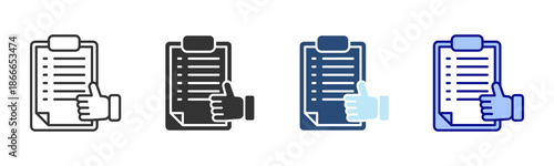 Report Approval Icon Set. Designed In Multi Style