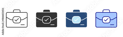 Business Approval Icon Set. Designed In Multi Style