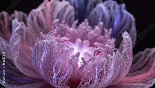 Close-up of a vibrant purple and pink ornamental cabbage with glowing center.
