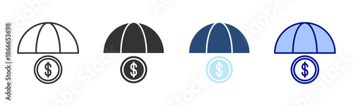 Financial Protection Icon Set. Designed In Multi Style