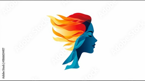 Colorful Silhouette of a Womans Head.