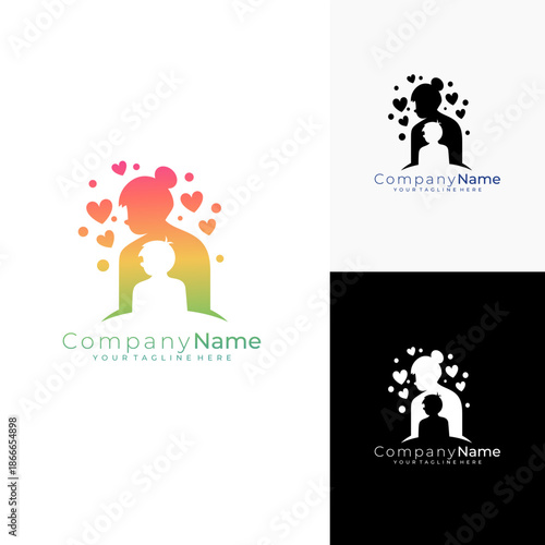 logo of two children and a mother full of love, charity logos