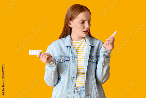 Allergic young woman with p...