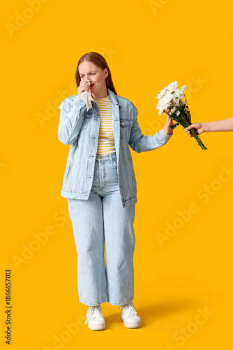 Allergic young woman and ha...