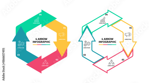 Vector arrow element for infographic set. Template for cycling diagram, graph, presentation. Business concept with 4 options, parts, steps or processes. vector eps