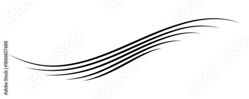 Calligraphy Curve Line Icon. Vector Swoosh Ribbon Pattern with Wave Lines. Curve Swish Stripe Shape for Elegant Logos, Borders, and Abstract Calligraphy Design Elements. Isolated Png Element