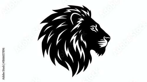 Bold Black Lion Head Silhouette Mascot for Powerful Brand Identity and Sports Logos