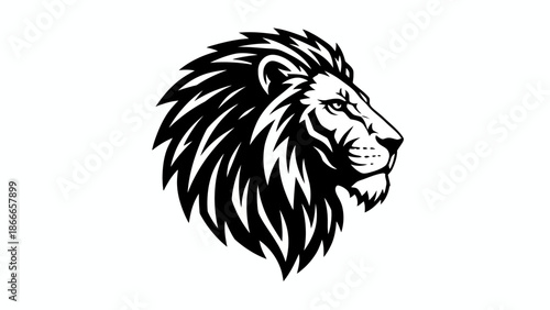 Powerful Lion Head Mascot Logo with Sharp Mane for Sports Branding