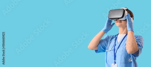 Female doctor in VR glasses...