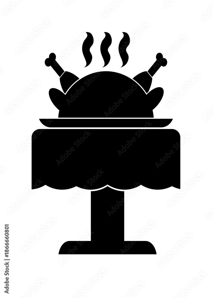 Ταπετσαρία Silueta de pollo cocido sobre mesa