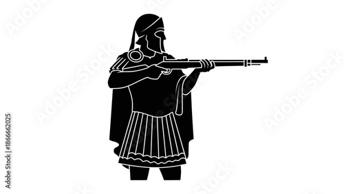 Ancient Greek Warrior Holding Spear.