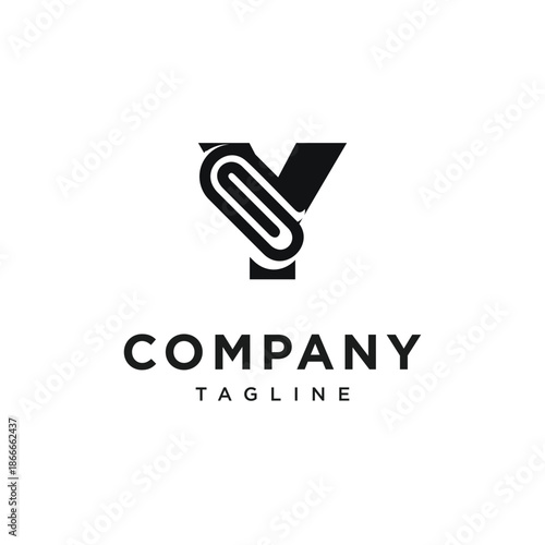 Letter Y Paper Clip Logo Icon Vector