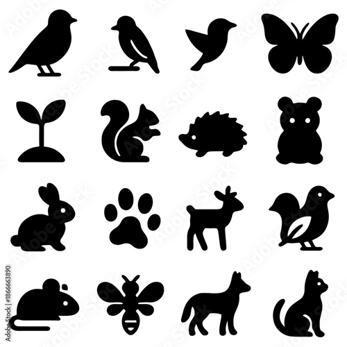 Animal Silhouettes: A charming collection of iconic animal silhouettes, offering a touch of natural elegance. Perfect for projects seeking a classic, instantly recognizable aesthetic.