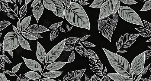 seamless, pattern, leaves, background, foliage, botanical, plant, nature, greenery, leaf, floral, garden, decorative, ornament, texture, tile, repeating, elegant, simple, minimal, flat, vector, illust
