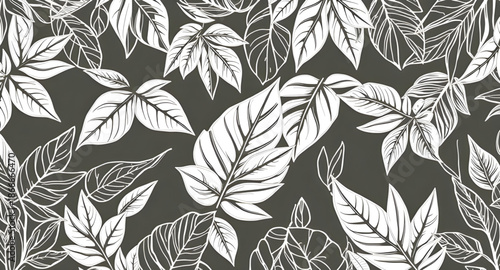 seamless, pattern, leaves, background, foliage, botanical, plant, nature, greenery, leaf, floral, garden, decorative, ornament, texture, tile, repeating, elegant, simple, minimal, flat, vector, illust