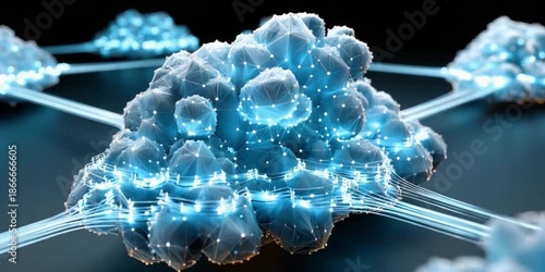 Cloud Computing Network: A visual representation of cloud computing showcasing interconnected networks and data flow, symbolizing the power of digital infrastructure and global connectivity.