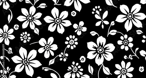 seamless, floral, pattern, silhouette, background, flowers, flower, botanical, nature, plant, garden, foliage, leaves, petals, bloom, blossom, decorative, ornament, design, repeat, repeating, tile, ti