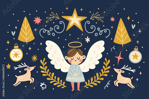A heartwarming Orthodox Christmas logo design featuring children and joyful elements