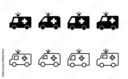 Ambulance icon vector. ambulance truck sign and symbol. ambulance car